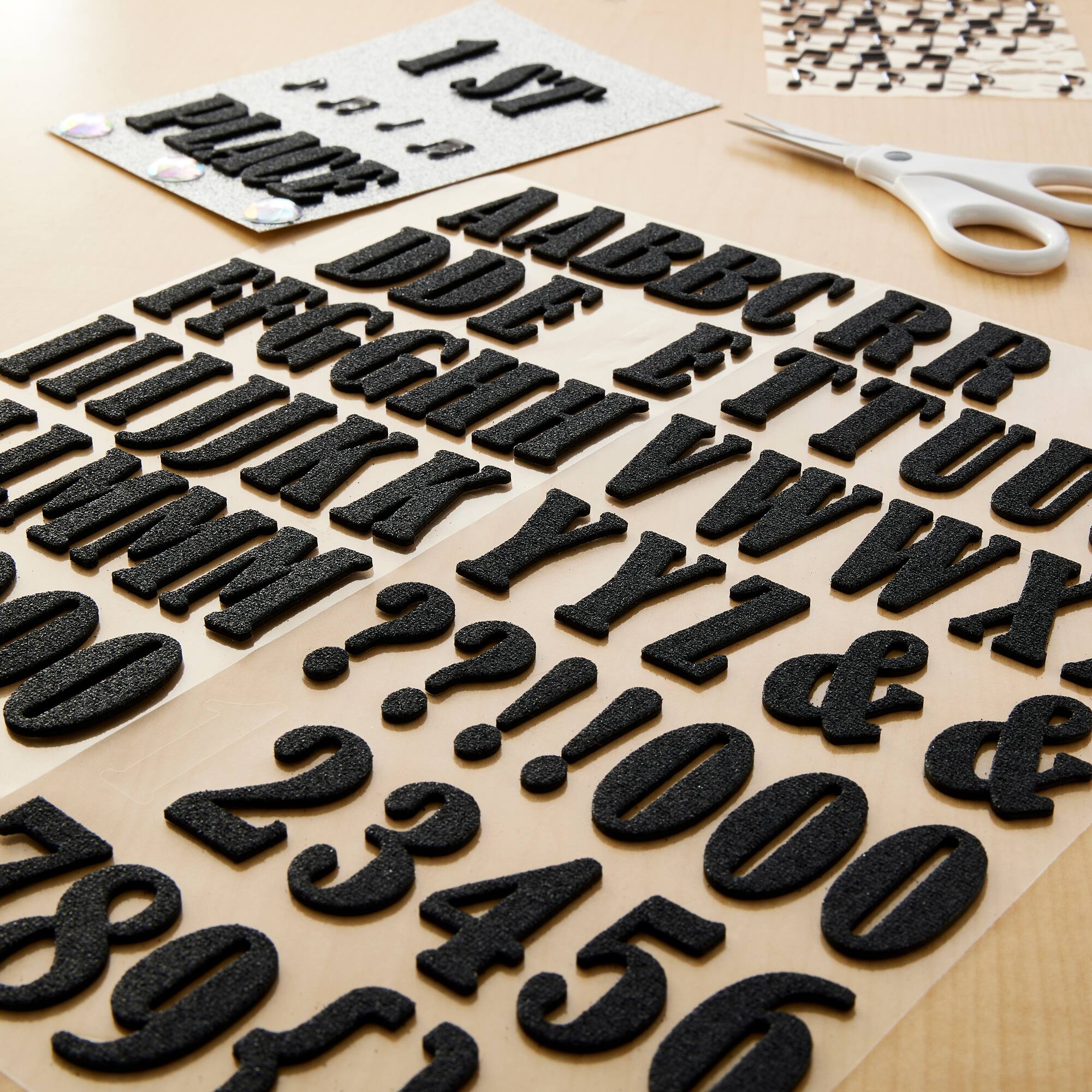 12 Packs: 91 ct. (1092 total) Glittered Black Foam Alphabet Stickers by Recollections™